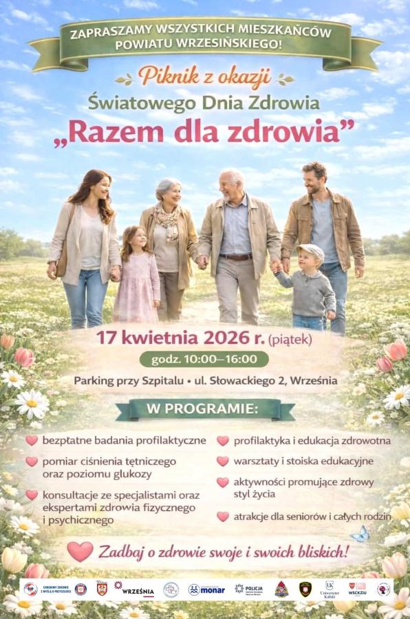 Piknik Razem dla Zdrowia we Wrześni - plakat informacyjny